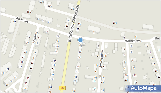 Dzierżoniów, Batalionów Chłopskich, 35, mapa Dzierżoniów