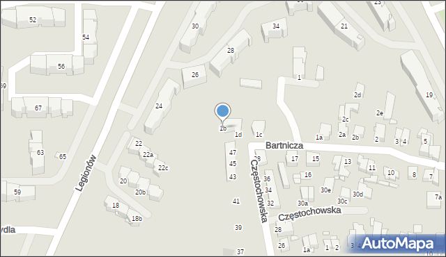 Elbląg, Bartnicza, 1b, mapa Elbląga