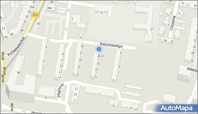 Elbląg, Bażyńskiego Jana, 37, mapa Elbląga