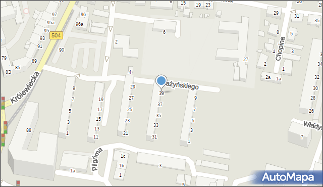 Elbląg, Bażyńskiego Jana, 39, mapa Elbląga