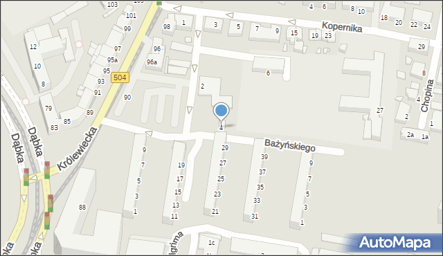 Elbląg, Bażyńskiego Jana, 4, mapa Elbląga