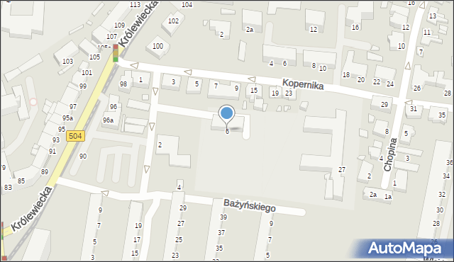 Elbląg, Bażyńskiego Jana, 6, mapa Elbląga