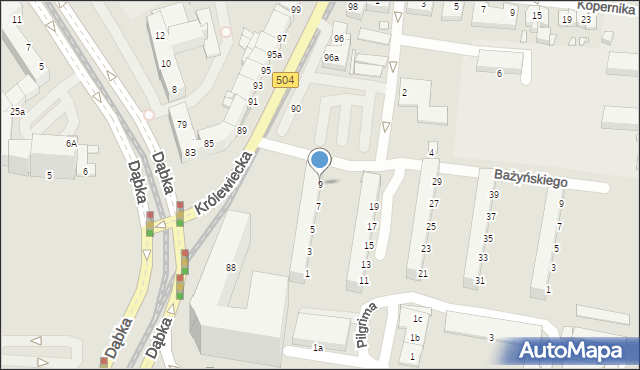 Elbląg, Bażyńskiego Jana, 9, mapa Elbląga