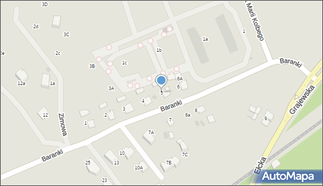 Ełk, Baranki, 5, mapa Ełku