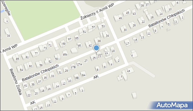 Garwolin, Batalionów Chłopskich, 23a, mapa Garwolin