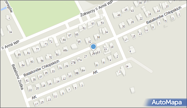 Garwolin, Batalionów Chłopskich, 25, mapa Garwolin