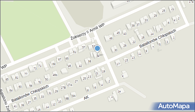 Garwolin, Batalionów Chłopskich, 34, mapa Garwolin