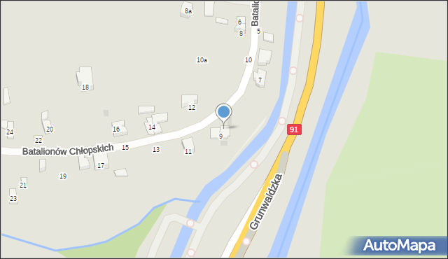 Gdańsk, Batalionów Chłopskich, 9a, mapa Gdańska