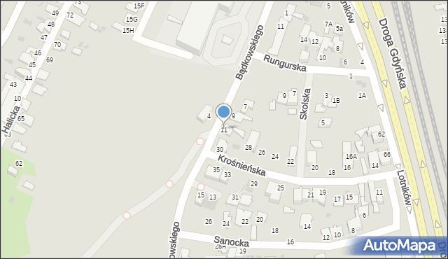 Gdynia, Bądkowskiego Lecha, 11, mapa Gdyni