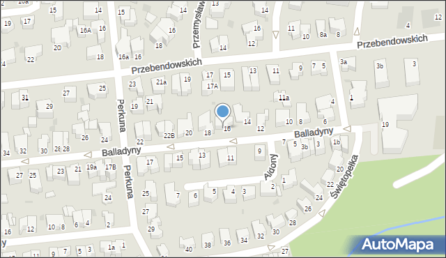 Gdynia, Balladyny, 16a, mapa Gdyni