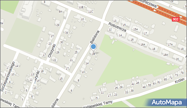 Gliwice, Baildona Johna, 18, mapa Gliwic