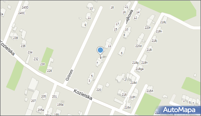 Gliwice, Bajkowa, 9, mapa Gliwic