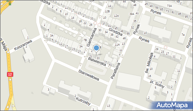 Głogów, Balwierska, 33A, mapa Głogów