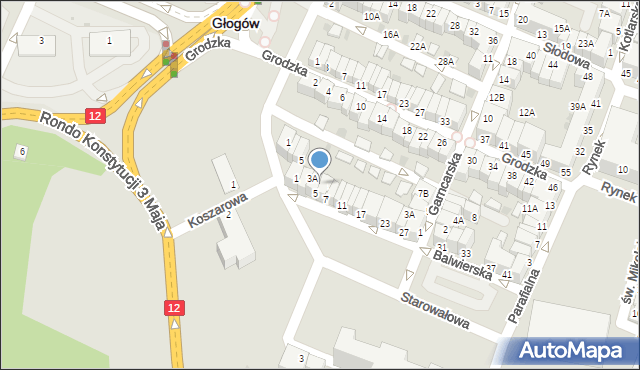 Głogów, Balwierska, 5A, mapa Głogów