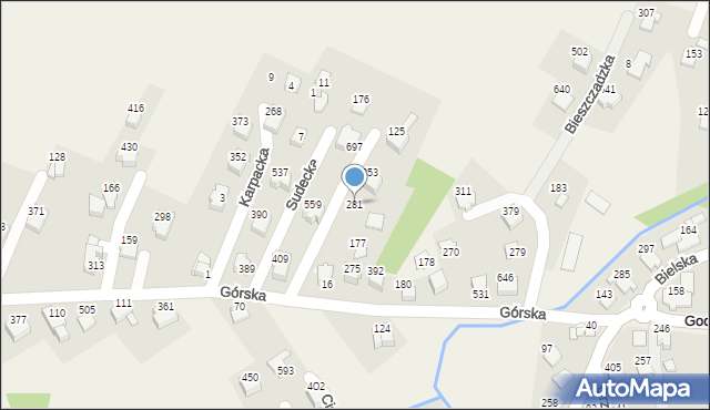 Godziszka, Babiogórska, 281, mapa Godziszka