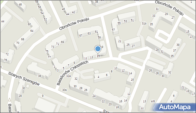 Gorzów Wielkopolski, Batalionów Chłopskich, 15, mapa Gorzów Wielkopolski