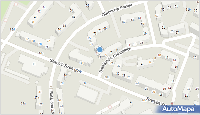 Gorzów Wielkopolski, Batalionów Chłopskich, 3, mapa Gorzów Wielkopolski