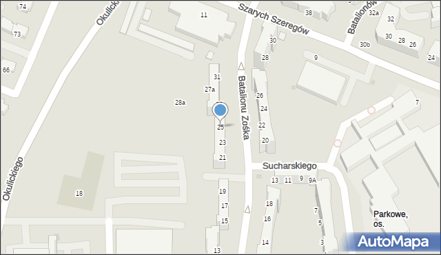 Gorzów Wielkopolski, Batalionu Zośka, 25, mapa Gorzów Wielkopolski