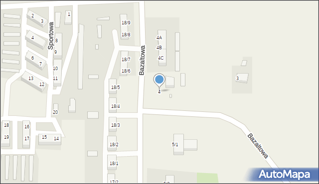 Gracze, Bazaltowa, 4, mapa Gracze