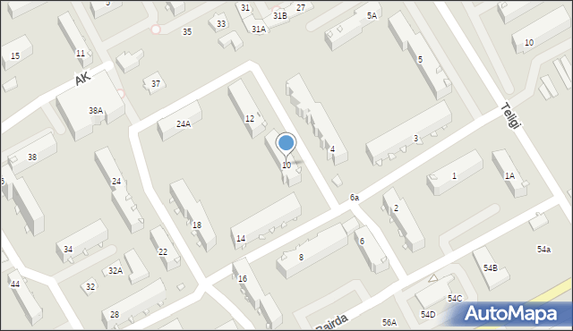 Grodzisk Mazowiecki, Bairda T., 10, mapa Grodzisk Mazowiecki