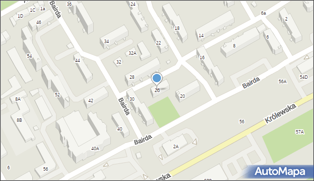 Grodzisk Mazowiecki, Bairda T., 26, mapa Grodzisk Mazowiecki