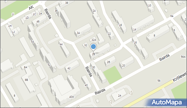 Grodzisk Mazowiecki, Bairda T., 28, mapa Grodzisk Mazowiecki