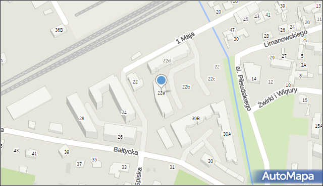 Grodzisk Mazowiecki, Bałtycka, 22a, mapa Grodzisk Mazowiecki