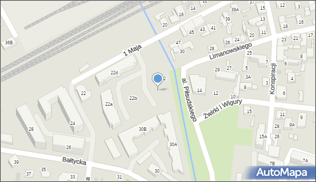 Grodzisk Mazowiecki, Bałtycka, 22c, mapa Grodzisk Mazowiecki