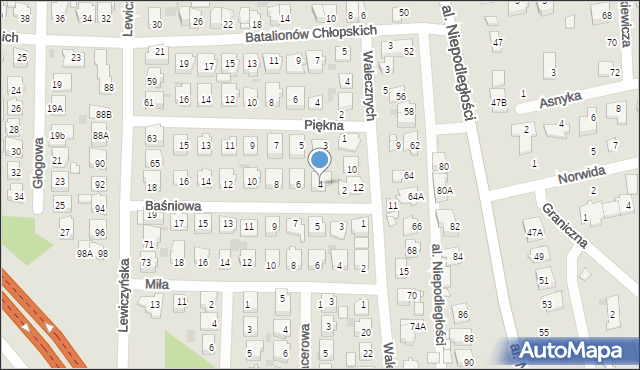 Grójec, Baśniowa, 4, mapa Grójec