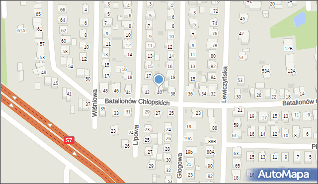 Grójec, Batalionów Chłopskich, 40, mapa Grójec