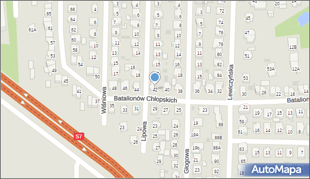 Grójec, Batalionów Chłopskich, 42, mapa Grójec