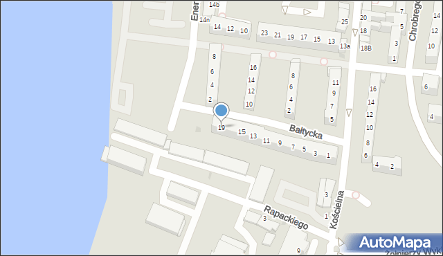 Gryfino, Bałtycka, 19, mapa Gryfino