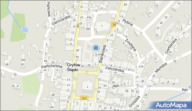 Gryfów Śląski, Bankowa, 2, mapa Gryfów Śląski