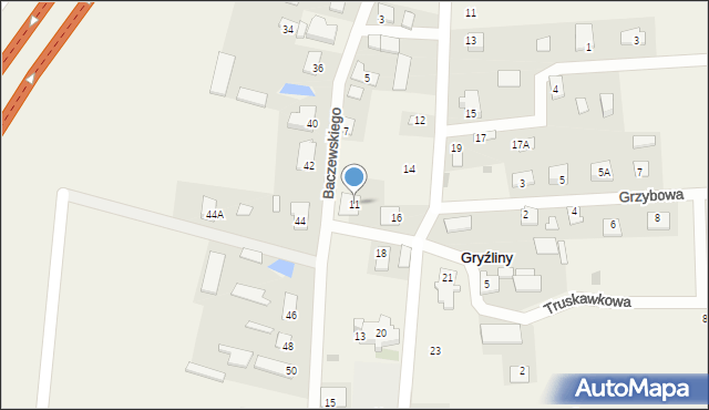 Gryźliny, Baczewskiego Jana, 11, mapa Gryźliny