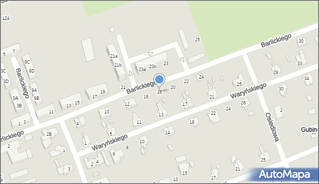 Gubin, Barlickiego, 18, mapa Gubin