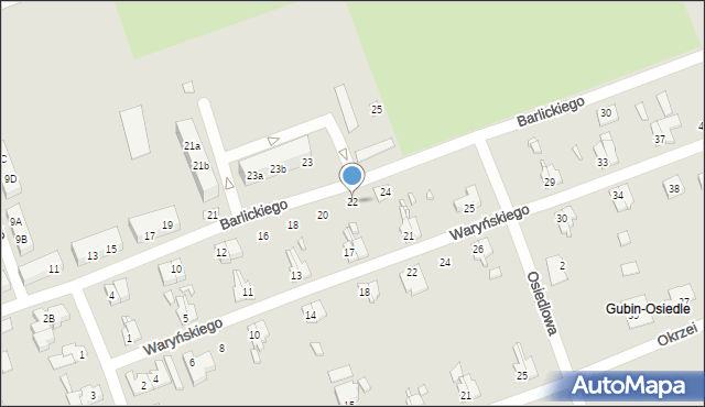 Gubin, Barlickiego, 22, mapa Gubin