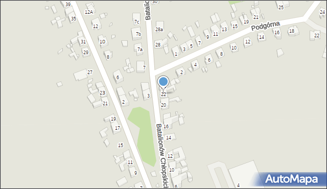 Gubin, Batalionów Chłopskich, 22, mapa Gubin