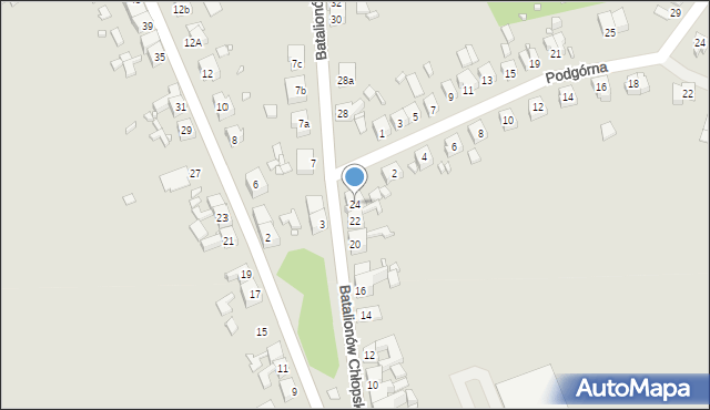 Gubin, Batalionów Chłopskich, 24, mapa Gubin