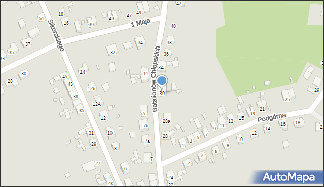 Gubin, Batalionów Chłopskich, 30, mapa Gubin