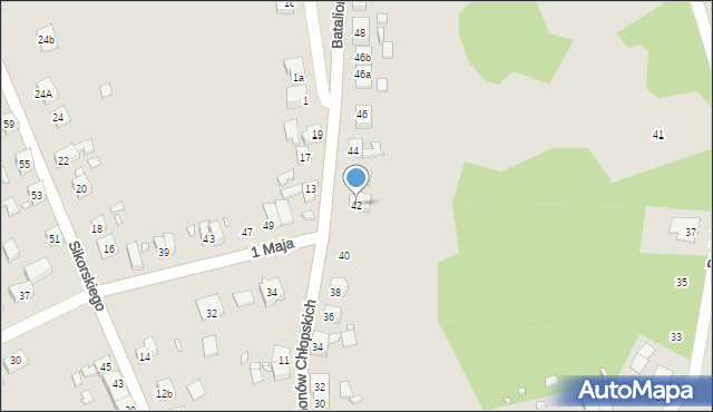 Gubin, Batalionów Chłopskich, 42, mapa Gubin