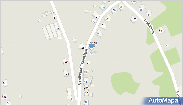 Gubin, Batalionów Chłopskich, 56, mapa Gubin
