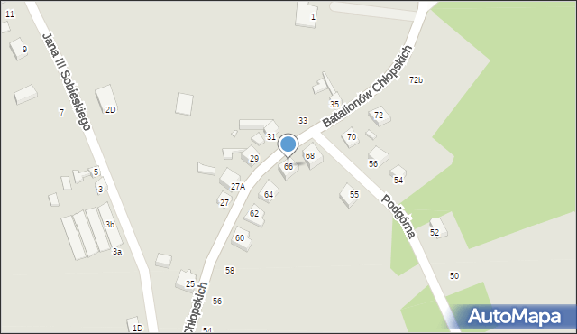 Gubin, Batalionów Chłopskich, 66, mapa Gubin