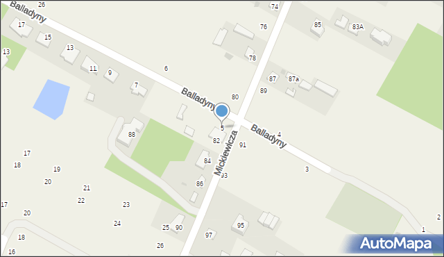 Janów, Balladyny, 5, mapa Janów