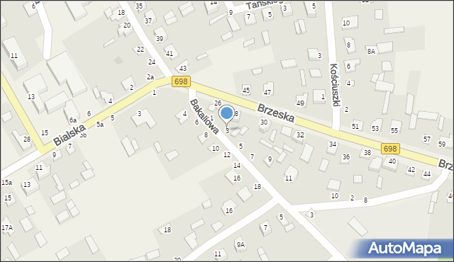 Janów Podlaski, Bakaliowa, 3, mapa Janów Podlaski