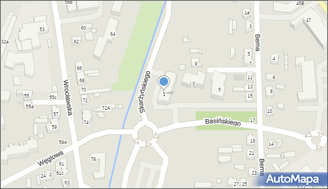 Jarocin, Basińskiego Franciszka, 1, mapa Jarocin