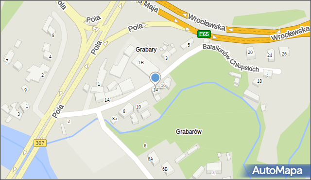 Jelenia Góra, Batalionów Chłopskich, 14, mapa Jelenia Góra