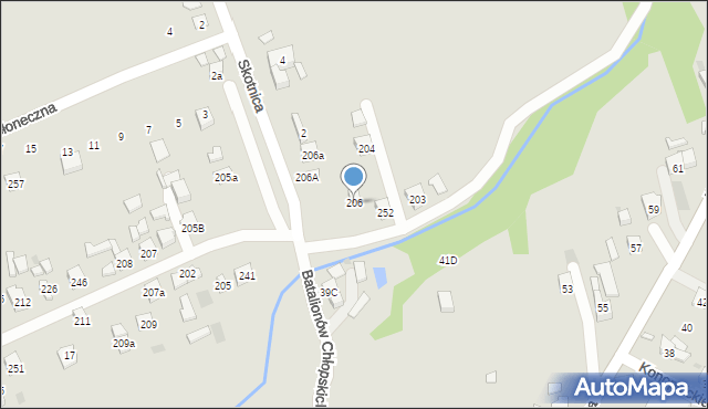 Jordanów, Batalionów Chłopskich, 206, mapa Jordanów