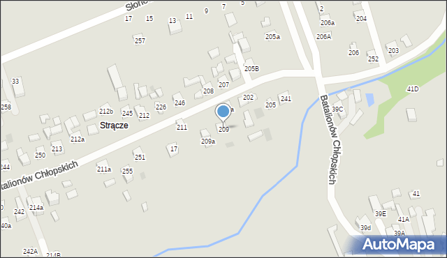 Jordanów, Batalionów Chłopskich, 209, mapa Jordanów