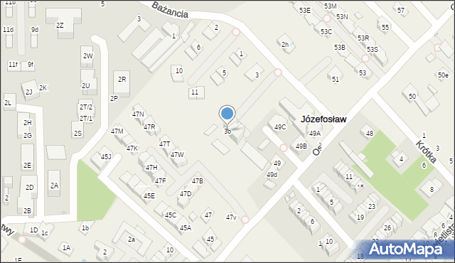 Józefosław, Bażancia, 3b, mapa Józefosław