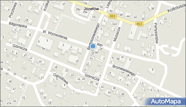 Józefów, Bartoszewskiego-Wira, 10, mapa Józefów